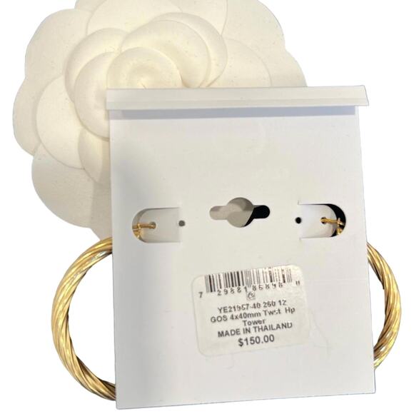 NEW Giani Bernini 18K Gold over Sterling Silver Textured Hoop Earrings (GBXX006) - Picture 2 of 2